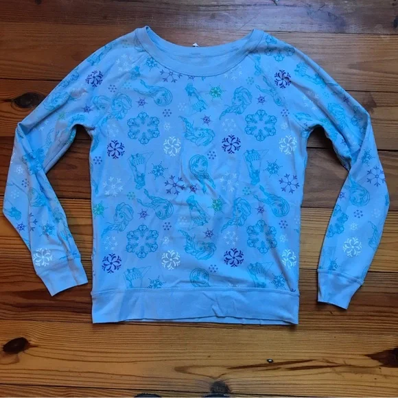 Disney Light Blue Frozen Reversible Cotton Sweater, EUC, L - Picture 11 of 12
